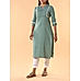 Sage green cotton flax plain kurti with embroidery