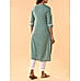 Sage green cotton flax plain kurti with embroidery