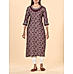 Maroon Modal chanderi printed kurti with embroidery