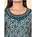 Teel blue Modal chanderi printed kurti with embroidery