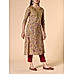 Olive green 60's cotton printed kurti with embroidery