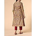 Olive green 60's cotton printed kurti with embroidery