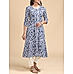 Midnight blue viscose slub kurti with floral print