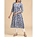 Midnight blue viscose slub kurti with floral print