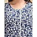 Midnight blue viscose slub kurti with floral print