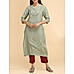 Pista green viscose slub kurti with embroidery