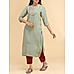 Pista green viscose slub kurti with embroidery