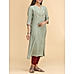 Pista green viscose slub kurti with embroidery