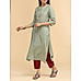 Pista green viscose slub kurti with embroidery