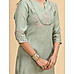 Pista green viscose slub kurti with embroidery