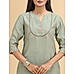 Pista green viscose slub kurti with embroidery