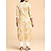 Yellow cotton flax kurti with print