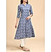 Blue viscose kurti with floral print