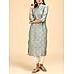 Aqua green modal chanderi kurti with print