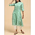 Aqua green modal chanderi kurti with print