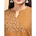 Orange cotton linen kurti with embroidery