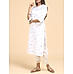 White cotton dobby printed kurti with embroidery