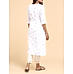 White cotton dobby printed kurti with embroidery