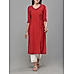 Red viscose plain kurti with embroidery