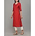 Red viscose plain kurti with embroidery