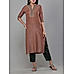 Multi-colour muslin lurex kurti with cording embroidery and matching bottom