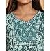 Teal green 60's cotton printed kurti with embroidery and matching bottom