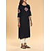 Dark Navy blue wrinkle viscose kurti with embroidery