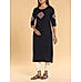 Dark Navy blue wrinkle viscose kurti with embroidery