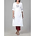 White viscose twill plain kurti with embroidery