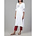 White viscose twill plain kurti with embroidery