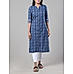 Navy blue cotton dobby kurti with lace detailing