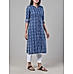 Navy blue cotton dobby kurti with lace detailing