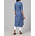 Navy blue cotton dobby kurti with lace detailing