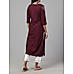 Wine red viscose slub kurti with embroidery