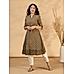 Olive green 60's cotton kurti with print