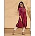 Red viscose gathered kurti with embroidery