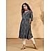 Blue muslin kurti with foil print with sequins embroidery