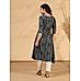 Blue muslin kurti with foil print with sequins embroidery