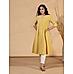 Yellow cotton dobby kurti with embroidery