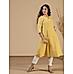 Yellow cotton dobby kurti with embroidery