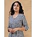 Blue viscose twill printed kurti with lace detailing