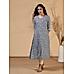 Blue viscose twill printed kurti with lace detailing
