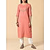 Brick red cotton dobby kurti with embroidery