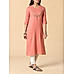 Brick red cotton dobby kurti with embroidery