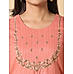 Brick red cotton dobby kurti with embroidery