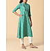 Aqua green cotton dobby kurti with embroidery