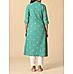 Aqua green cotton dobby kurti with embroidery