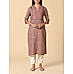 Light brown 60's cotton printed kurti with embroidery