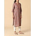 Light brown 60's cotton printed kurti with embroidery