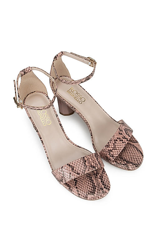 Pink Snake Textured Strappy Heels